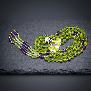 108 cuentas de mala de peridoto y amatista |   Collar Mala Anudado a Mano |   Cuentas de Oración para Yoga y Meditación de 7mm - Product Image 4