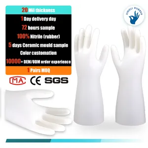 Wholesale chemical resistance 20mil thickened diamond grip Rubber heavy duty industry Work Gloves
