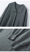 2024 à la mode pull en cachemire jupe col polo ample à manches longues plaine polyvalent Vintage 100% robe en cachemire