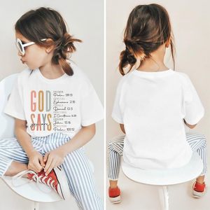 T-shirt chrétien pour femme FOXA, motif biblique « Dieu dit que tu es », en jersey de coton, coupe classique, chemise inspirante - Product Image 2