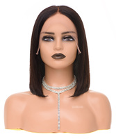 Perruque Lace Front BOB Cheveux Humains Lisses Densité 180% Perruques Frontales HD Transparentes 13x4 pour Femmes