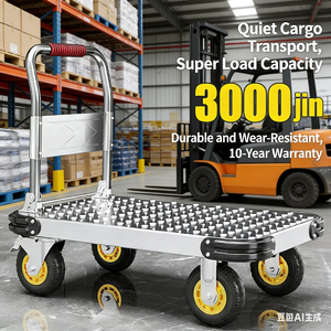 Multi-Use Steel <strong>Flat</strong> <strong>Cart</strong> with Folding Design - Portable Cargo Transport Trolley - Product Image 2