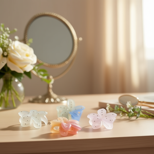 Fermaglio per capelli a forma di fiore di frangipani con strass effetto gelatina smerigliata, 8 cm - Product Image 2