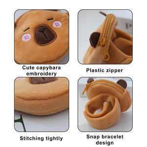 Hot Sale Kawaii 3D Cartoon Plush Capybara Wallet Snap <b>Bracelet</b> Storage Function Unisex Children's Party Activity Gift - Product Image 5
