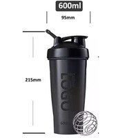 Botol air Gym plastik 600ml Logo kustom botol minum langsung Fitness Protein bubuk kocok untuk perjalanan dan air mendidih
