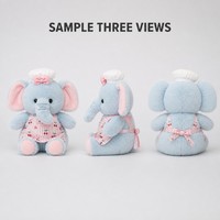 Peluche personnalisée Éléphant Chef, éléphant assis bleu clair avec chapeau de chef et tablier, fabriqué à partir de photo