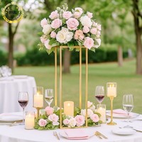 Support floral en métal de 80 cm et 100 cm de hauteur, doré, pour centre de table, décoration de mariage, centres de table pour réception