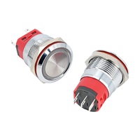 Interrupteur à bouton-poussoir LED annulaire 16/19/22/25 mm Momentané/à verrouillage 12V 24V 220V Interrupteur à bouton-poussoir industriel étanche IP65