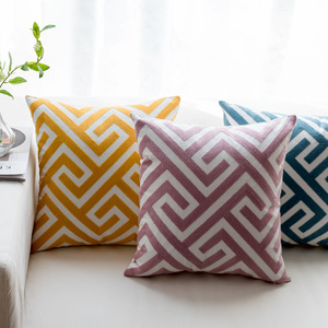 Housse de coussin en coton à formes géométriques, taie d'oreiller décorative, modèle américain, pour la <span class=keywords><strong>maison</strong></span>, le canapé, dessins brodés, nouveau, - Product Image 1