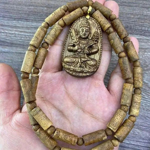 Bracelet en perles d'agarwood naturel fait main, élastique, unisexe, bijou de méditation bouddhiste, cadeau - Product Image 1