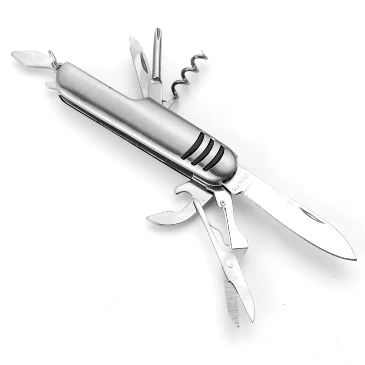 Gift Stainless Steel 7 In1 Swiss Army Knife Multifunctional Portable Outdoor Survival Self-defense Knife