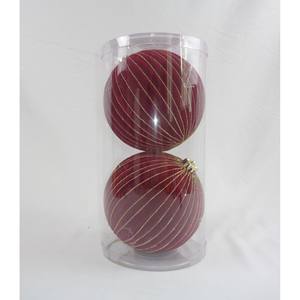 ENSEMBLE DE 2 BALLES EN PLASTIQUE, DIAM. 15CM, FLOQUÉ EN BOURGONDE - Product Image 1