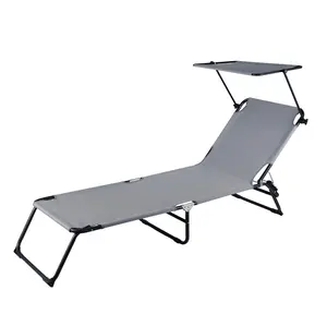 Chaise de plage pliante extérieure de haute qualité lit de camping portable avec pare-soleil