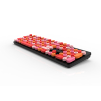 Keyboard Nirkabel Retro Punk 104-Tombol Tahan Air 3-Mode untuk Tablet Kantor, Ponsel, Laptop, Hadiah untuk Wanita