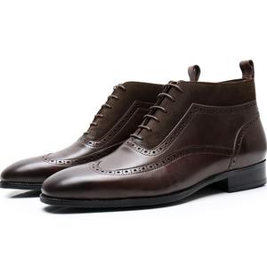Bottines Chelsea en cuir véritable pour homme - Bottines anglaises, chaussures brogue montantes, cuir pleine fleur - Product Image 5