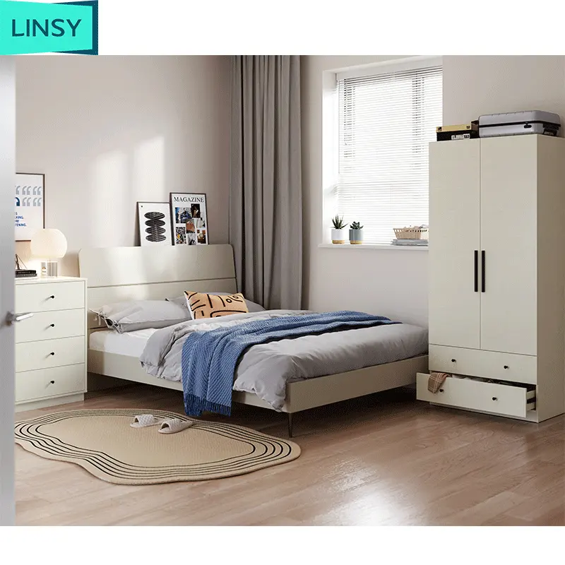 Linsy nuovo arrivo set di mobili per camera da letto di lusso king size armadio mdf set camera da letto