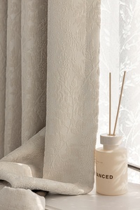 Cortinas de Chenilla Jacquard en Tono Beige Cálido para Dormitorio, Sala de Estar de Lujo, Aislamiento Térmico, Diseño Floral en Forma de Ola - Product Image 5