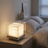 Lampe de table carrée minimaliste moderne à commande tactile LED pour chambre à coucher, salon, hôtel