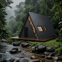 Maison Modulaire de Luxe S500 en Forme de A, Production en Usine pour Investisseurs, avec Terrasse Panoramique sur la Rivière et Aménagement Jardinier