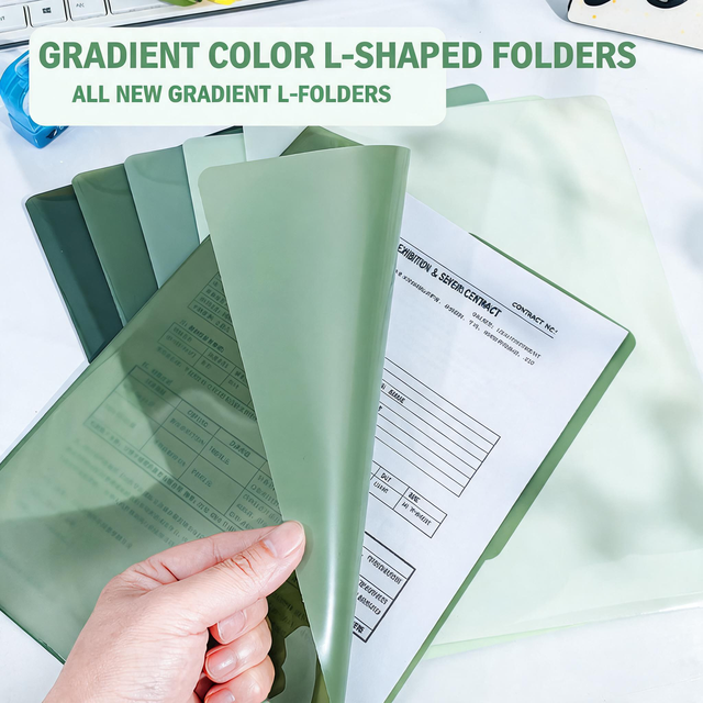 L-shaped A4 File Folder Waterproof Plastic Document Holder Customizable Office Supply