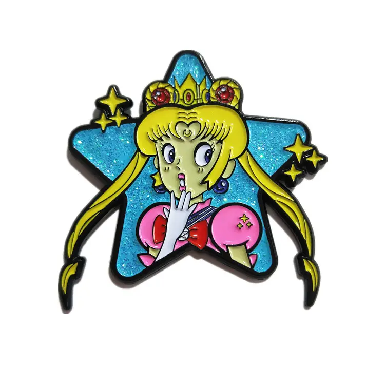 Özel sert emaye pimi güzel kız prenses sailor moon yaka pin