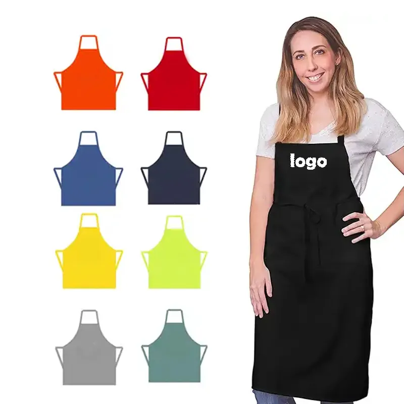 High Quality Adjustable Buckle Black Kitchen Cotton Apron Custom Logo Canvas Tool Work Florist Garden Stylish Apron