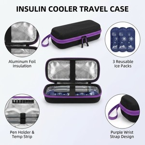 Estuche de Viaje para Insulina, Personalizado, de PU y EVA, Rígido, Aislado, Portátil, Bolsa de Almacenamiento para Suministros de Diabetes, con 3 Bolsas de Gel Refrigerante, Moderno - Product Image 2