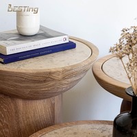 Ensemble de trois pièces en bois massif de design moderne avec comptoir en marbre Table basse en chêne