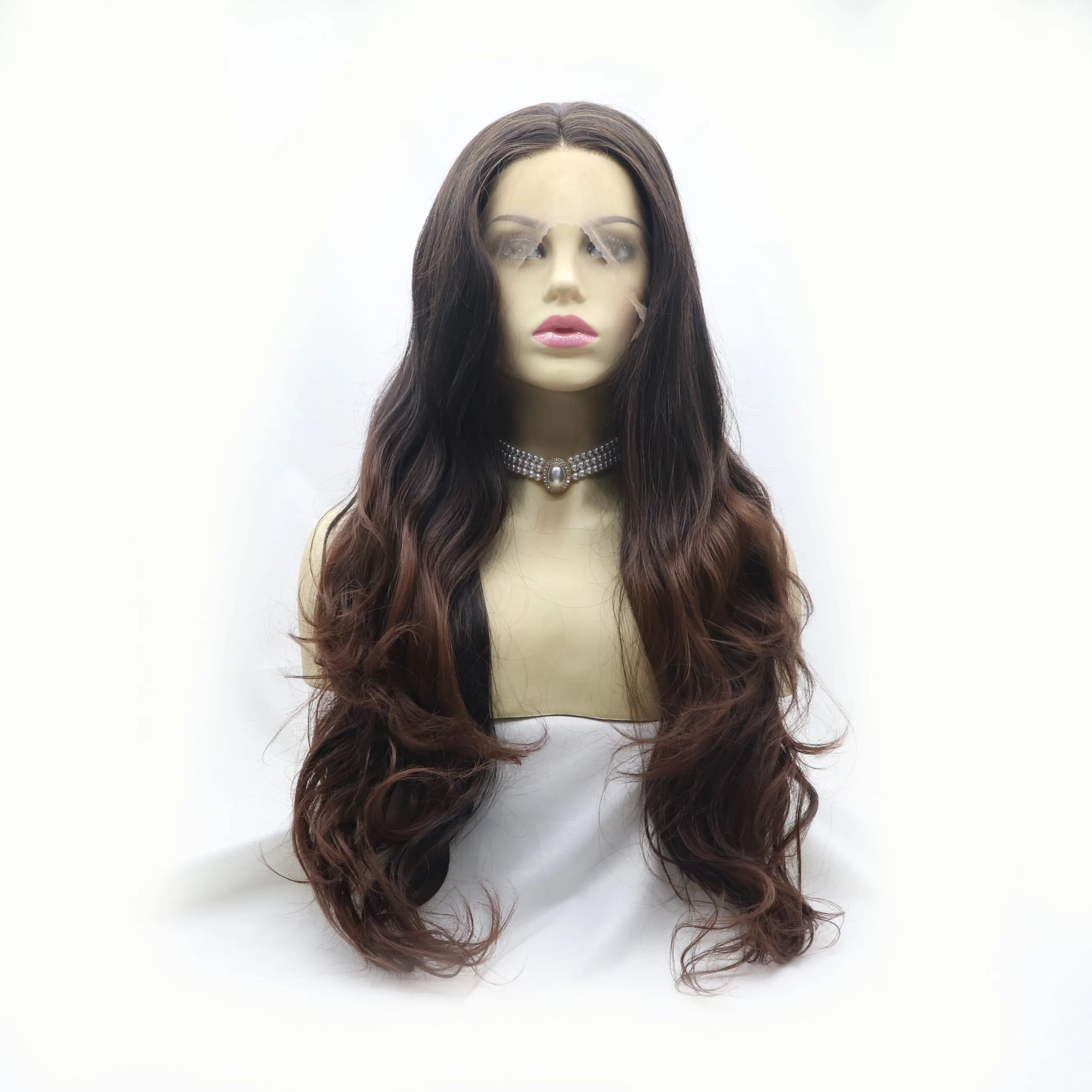 Wholesale Synthetic Wigs 24inches Body Wave 13x3 Blonde Virgin Wig Brazilian Hair Brown Lace Frontal Wigs