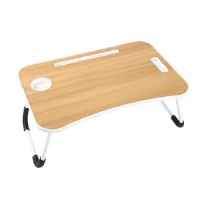 portable bamboo notebook bed table with adjustable feet