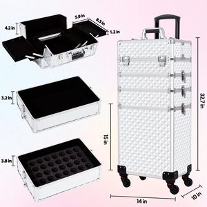 <span class=keywords><strong>Maleta</strong></span> de Maquillaje <span class=keywords><strong>Profesional</strong></span> con Ruedas de Gran Capacidad, Carro de <span class=keywords><strong>Peluquería</strong></span>, <span class=keywords><strong>Maleta</strong></span> de Almacenamiento, <span class=keywords><strong>Maleta</strong></span> de Viaje - Product Image 4