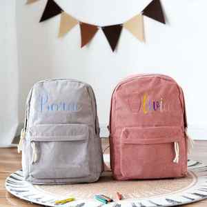 Cartable personnalisé 2025 Nouveau sac à dos pour étudiants en velours côtelé à fermeture éclair lisse à la mode - Product Image 4