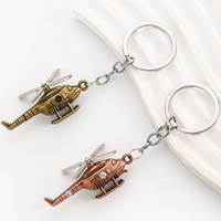 Porte-clés créatif en métal 3D hélicoptère, modèle d'avion en alliage de zinc, pendentif pour sac de voiture, bijou rétro personnalisé, cadeaux