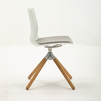 Chaise de salle à manger en plastique moderne nordique simple PP avec coussin souple en bois