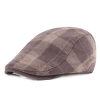 FF3672 Vintage velours côtelé artistes béret gavroche chapeau irlandais chasse conduite Cabbie Ivy chapeau mode Plaid plat gavroche casquette