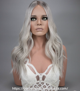 Topper capillaire en <span class=keywords><strong>cheveux</strong></span> humains ondulés Ombré Gris Cendré Argenté Slavic Beauty, avec base en dentelle respirante et aspect naturel, pour <span class=keywords><strong>cheveux</strong></span> clairsemés - Product Image 1