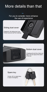 Doigt pouce impression électronique USB Charge sans clé sécurité pavé tactile armoire à bagages empreinte digitale cadenas intelligent serrures - Product Image 6
