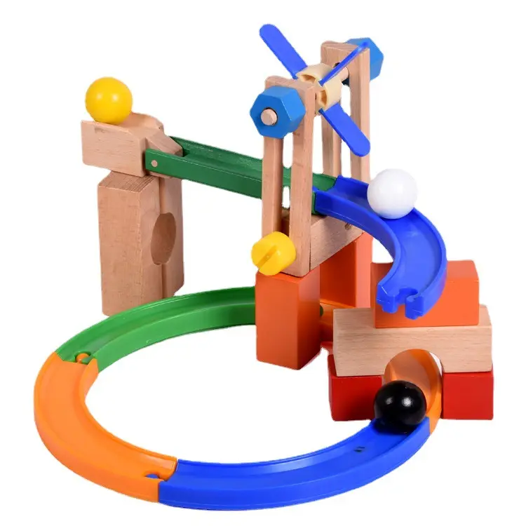 Giocattoli assemblati sulle montagne russe palle da pista in legno assemblati blocchi di costruzione giocattoli educativi per la prima educazione dei bambini