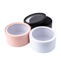 Vente en gros de magnifiques coffrets de fleurs de Roses rondes en carton, boîte postale pour cadeau de noël avec couvercle de fenêtre Transparent