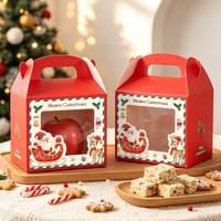Boîte cadeau de Noël en carton imprimée sur mesure avec fenêtre transparente rouge et verte pour emballage de produits de boulangerie et de bonbons de fêtes