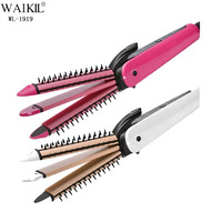 Outils de coiffure professionnels 3-en-1 pour salon, lisseur et boucleur pour femmes, plaque chauffante PTC, contrôle de température électrique, usage domestique