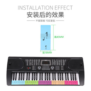 Keyboard Sticker 886154 Piano Electronic Keyboard White Black <b>Key</b> <b>Labels</b> With Notes For Practice - Product Image 3