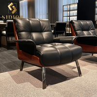 Fauteuil inclinable moderne en tissu de lin et cuir bouclé pour salon, villa, appartement