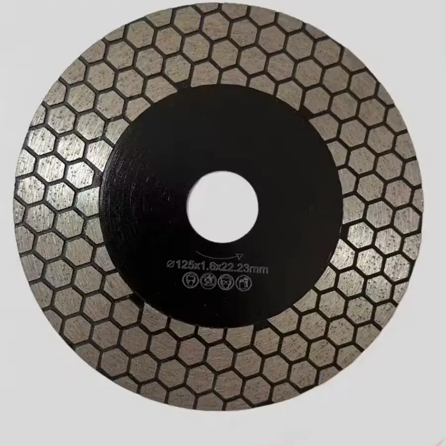 Disco de corte de diamante hexagonal dupla face para rebolo de serras, para azulejos de marmore, cerâmica, etc., 125 mm