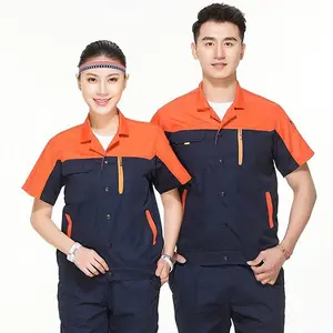 OEM Summer Short Sleeve Breathable Work Clothes Wear-Resistant Workwear Factory Workshop Labor Protection Direct Worker Uniform
