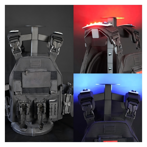 Luce Stroboscopica LED Rossa e Blu per Spalla, Alta Intensità, Riflettente Prismatica, Certificata IP65, Portatile con Clip per Sicurezza Stradale - Product Image 1