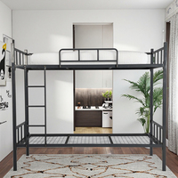 Lit double en métal moderne pour dortoir, école, appartement - Montage facile, lit pour adultes et étudiants