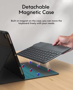 Custodia con Tastiera Magnetica Wireless BT Rimovibile e Trackpad Sottile per iPad 9a 8a 7a Generazione 10.2 Pollici 2021 2020 2019 e iPad Air 3a Generazione 10.5 Pollici - Product Image 2