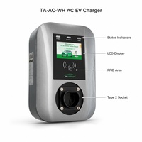Cargador EVSE de Pared de 7KW AC, Estación de Carga Inteligente Tipo 1, RFID, OCPP, CE, TUV, UKCA, Control por Aplicación, Pantalla LCD, WrightCharge