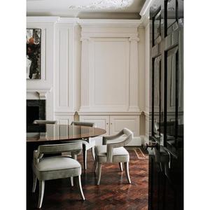 Modern Velvet Upholstered Teak <b>Wood</b> Legs Dining Chair Stylish Open Back <b>Armchair</b> Luxury Hotel Home Bar Dining Seating - Product Image 6